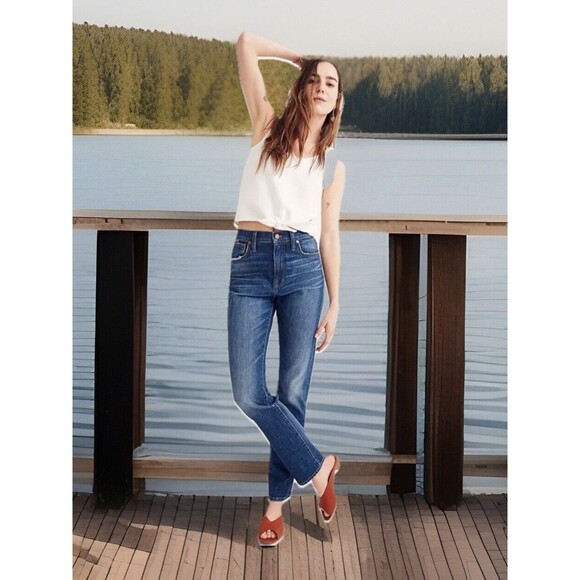 NWOT  Chic Western Madewell The High-Rise Slim Boyjean G7686 Preppy Painted 27 - Picture 1 of 9